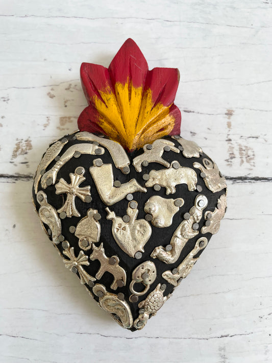 Mexican Wooden Milagro  Heart