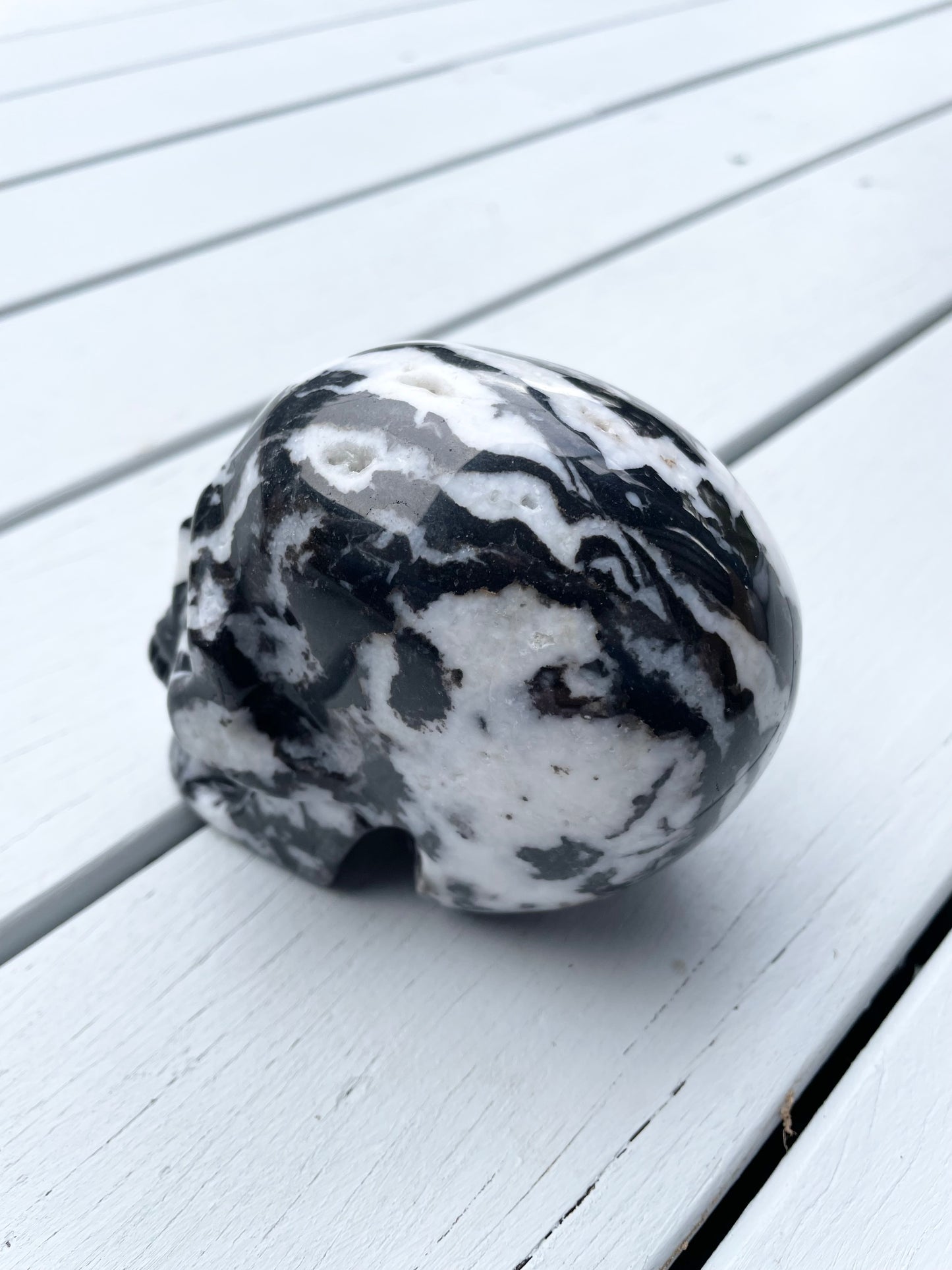 Zebra Jasper Skull