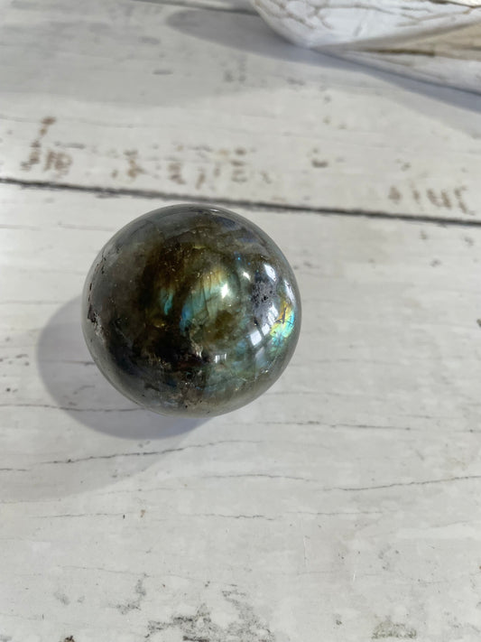 Labradorite Sphere Includes Wooden Holder