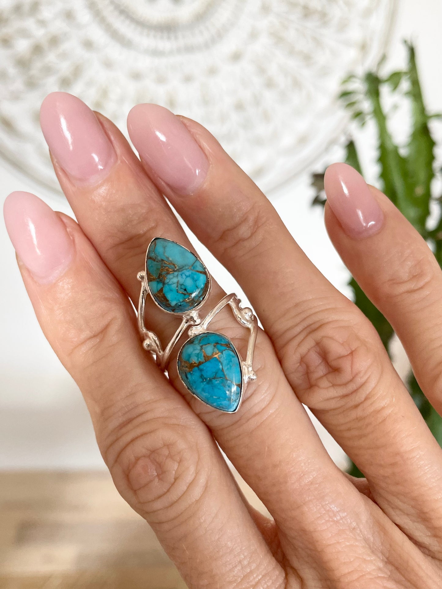 Copper Turquoise Ring - Size 7.5