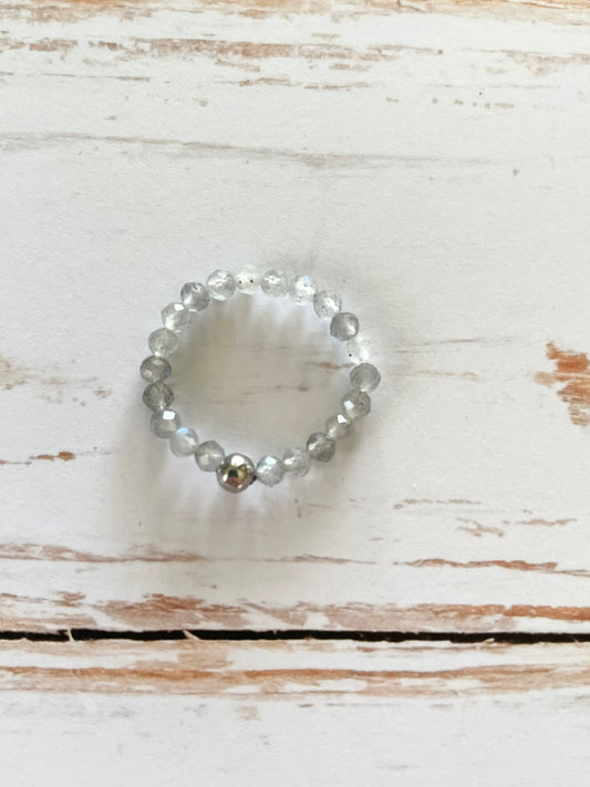 Faceted Labradorite Ring size 6-9