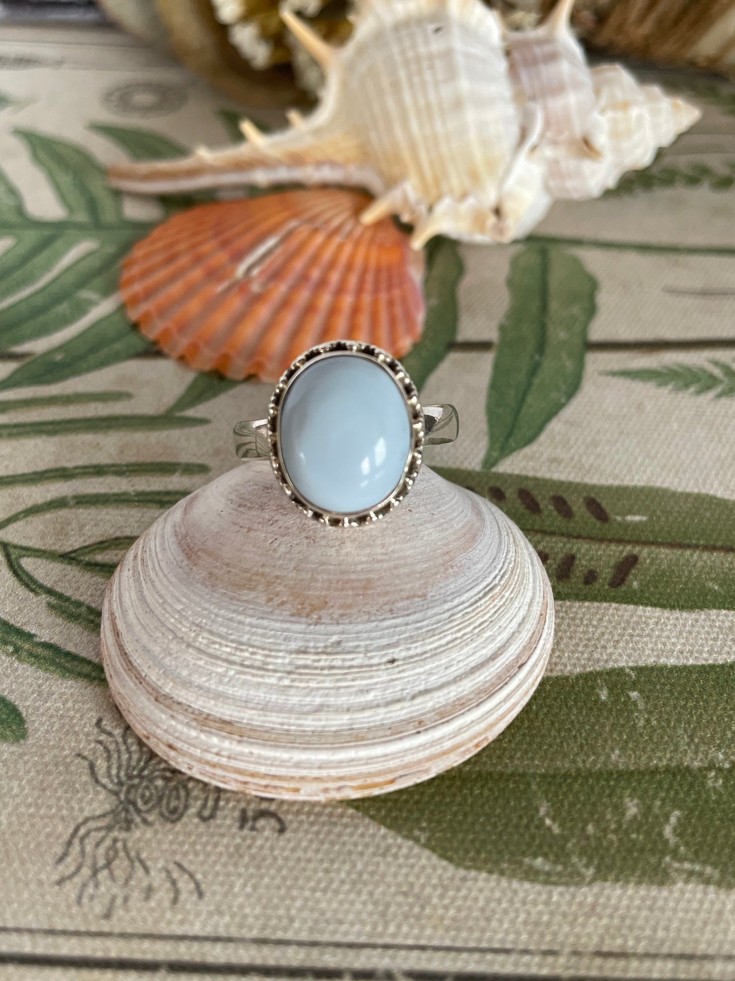 Blue Owyhee Opal Silver Ring