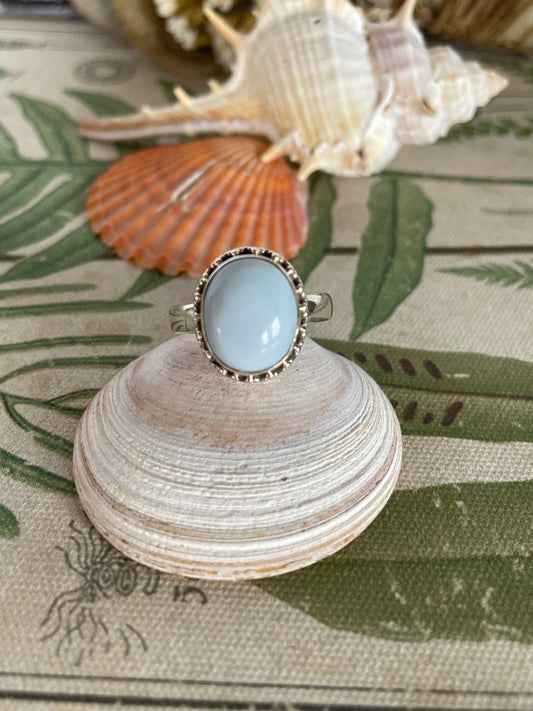 Blue Owyhee Opal Silver Ring