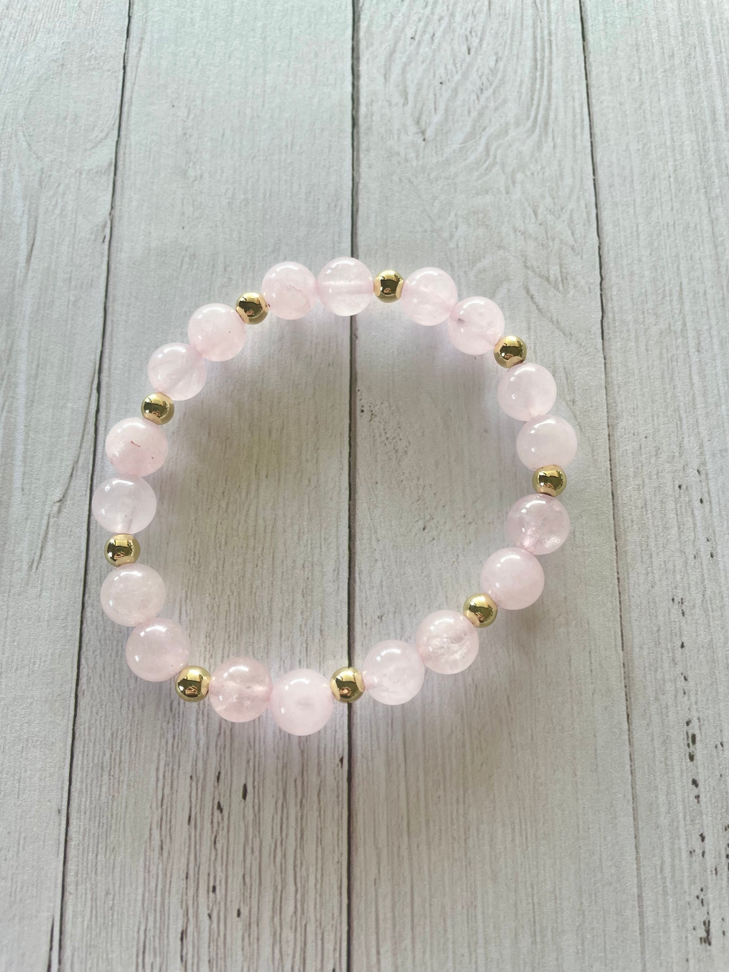 Rose Quartz 18K Gold healing bracelet