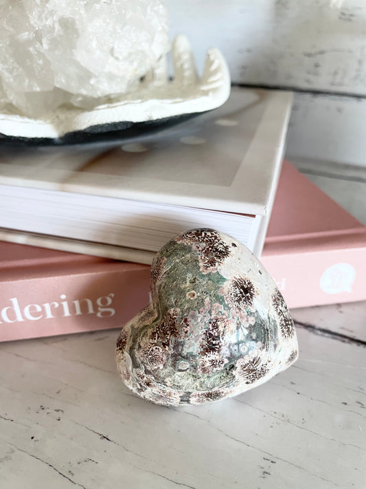 Green Flower Jasper/Rhyolite Heart