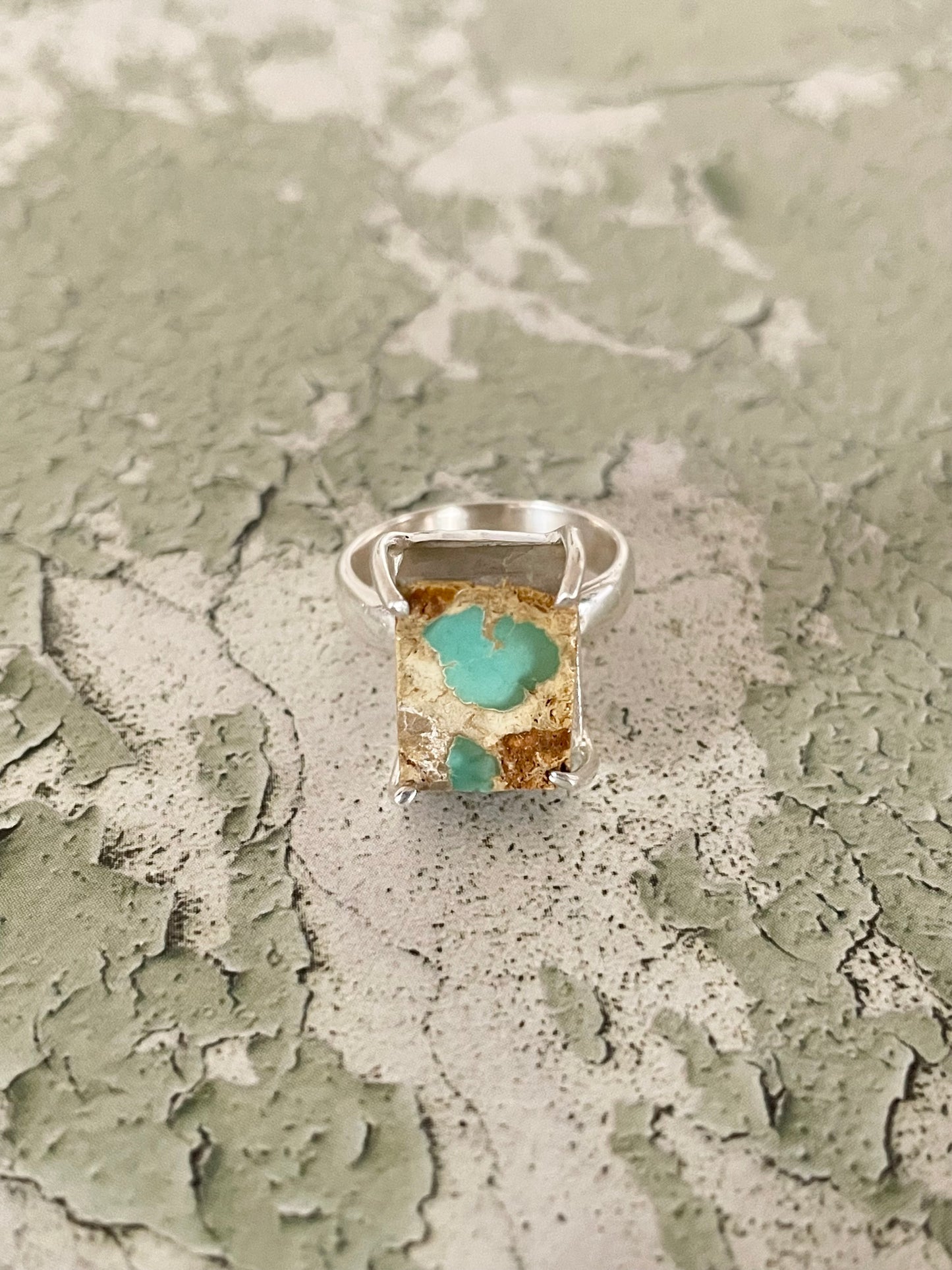 Royston Matrix Raw Turquoise Ring ~ Size 6