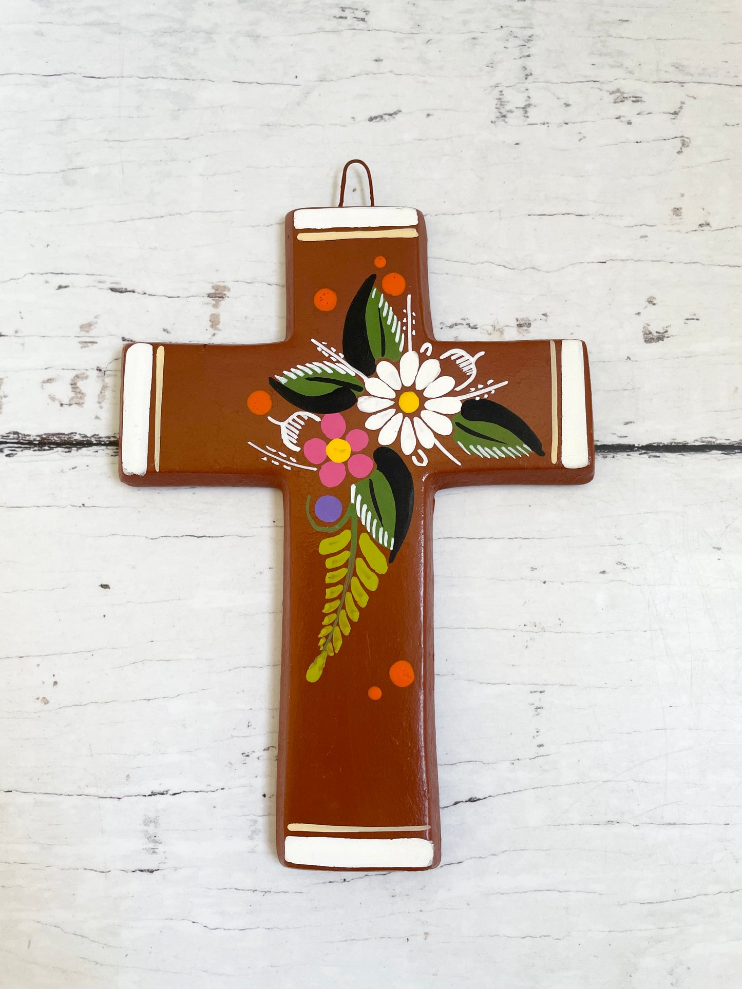 Mexican Pottery Floral Cross