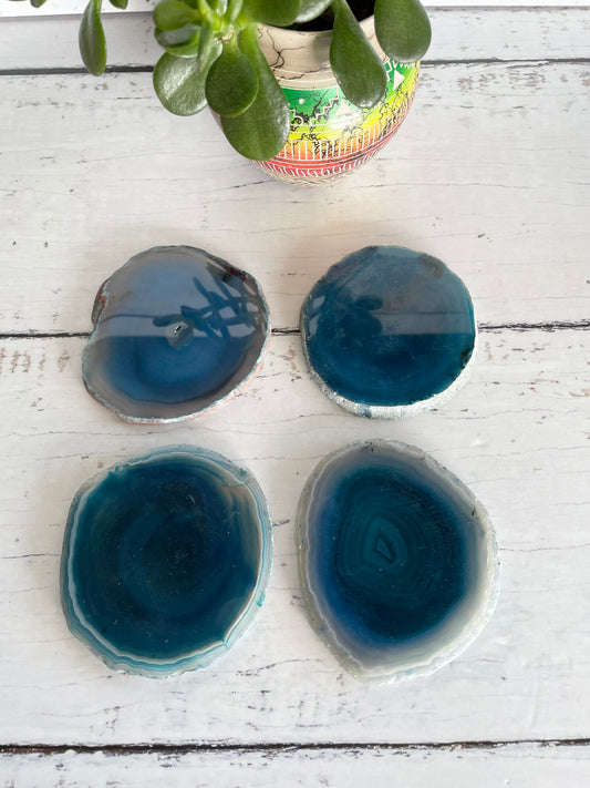 Agate Slice Coasters ~ Blue