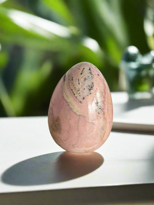 Rhodochrosite Egg with holder