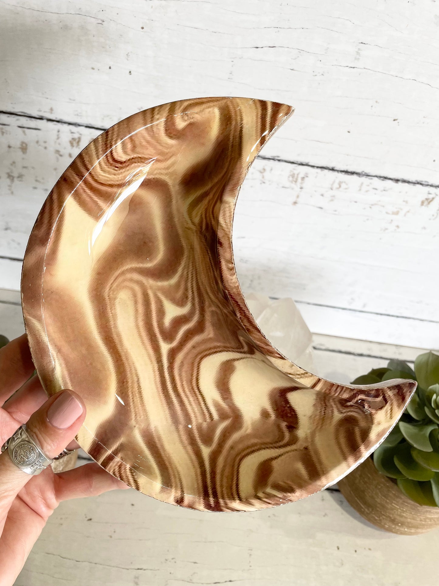 Mango Wood ~ Crescent Moon Swirl Bowl