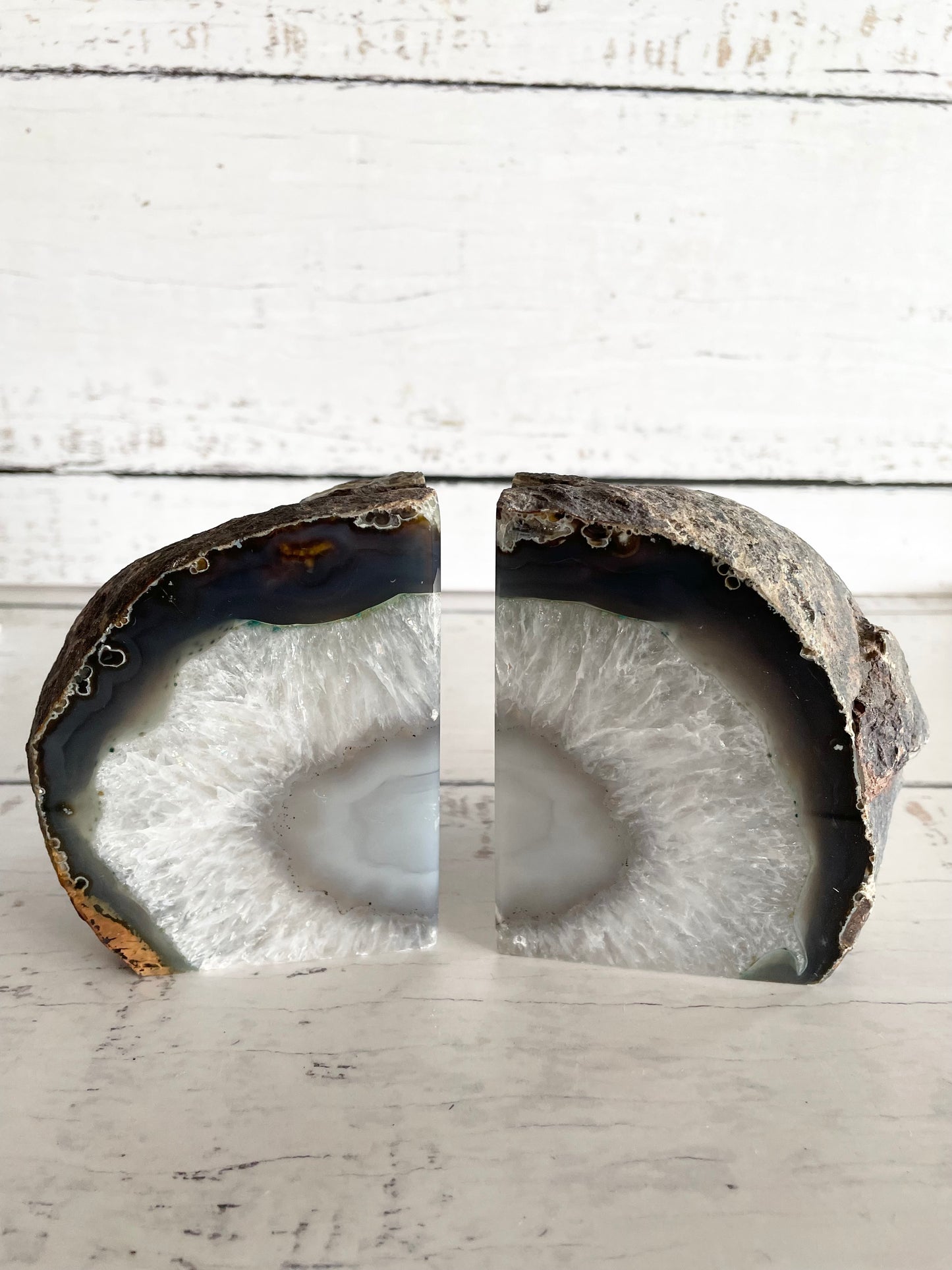 Agate Geode Book Ends ~ Grey
