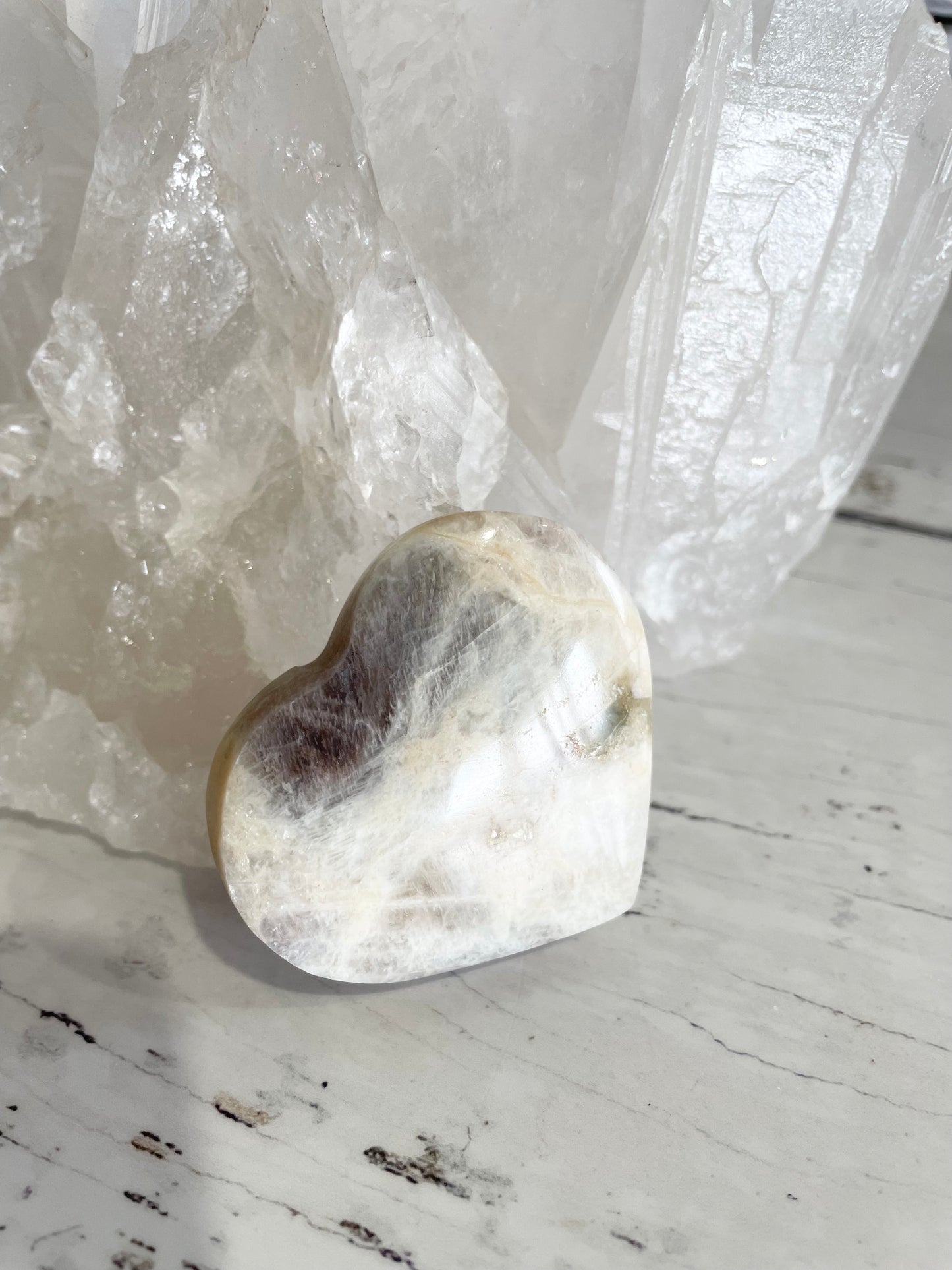 Peach Moonstone Heart