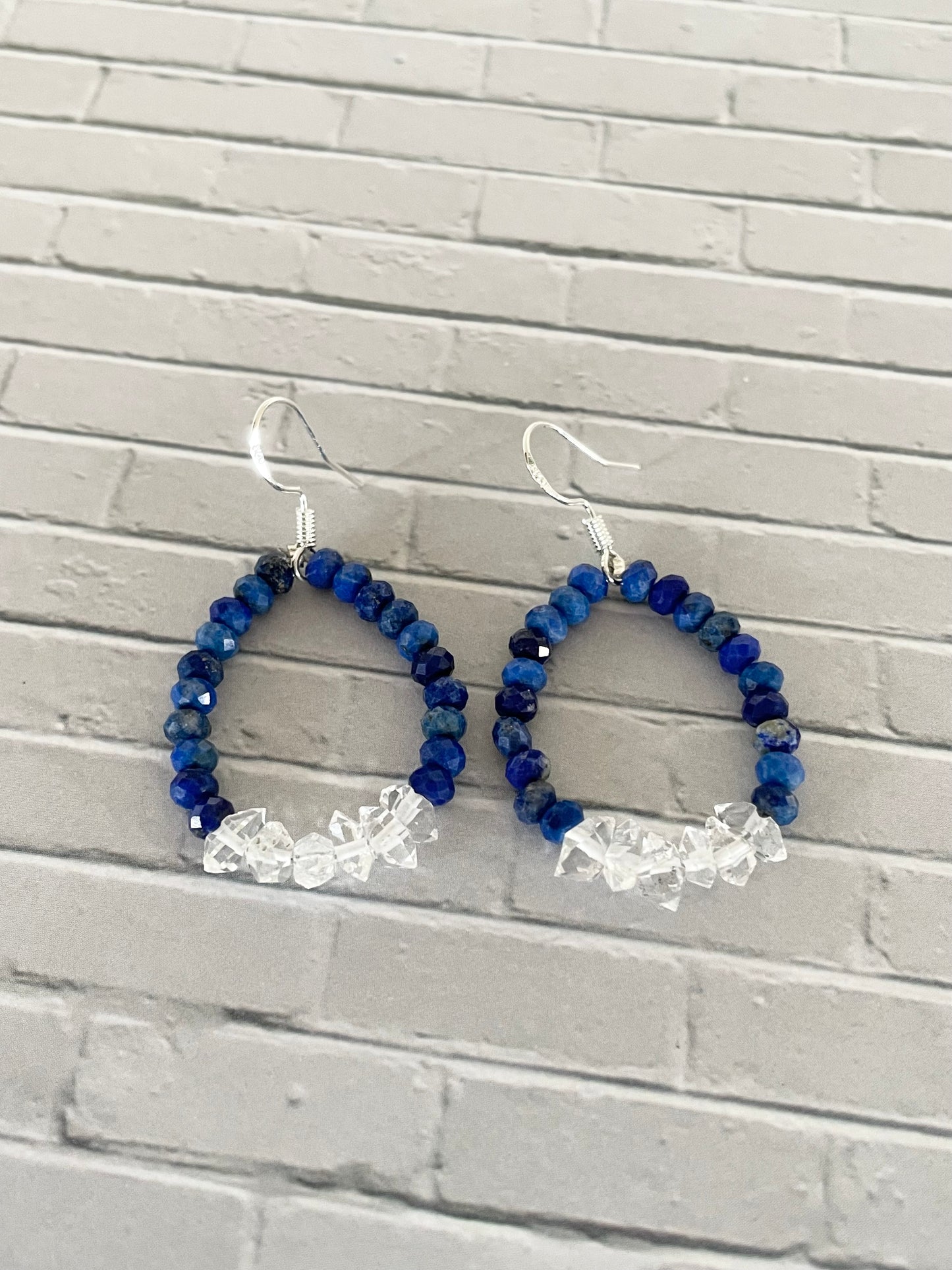 Faceted Lapis Lazuli/Herkimer Dangles