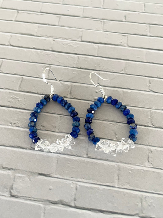 Faceted Lapis Lazuli/Herkimer Dangles