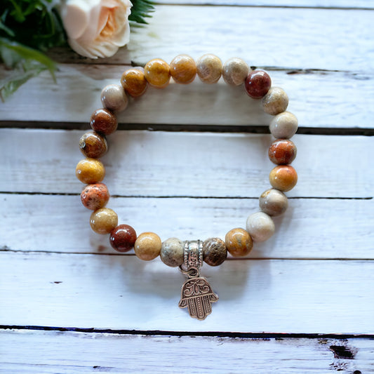 Fossil Coral Jasper Healing Bracelet ~ Oceana