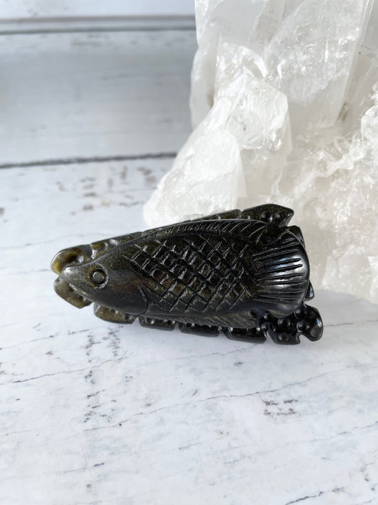 Golden Obsidian Fish