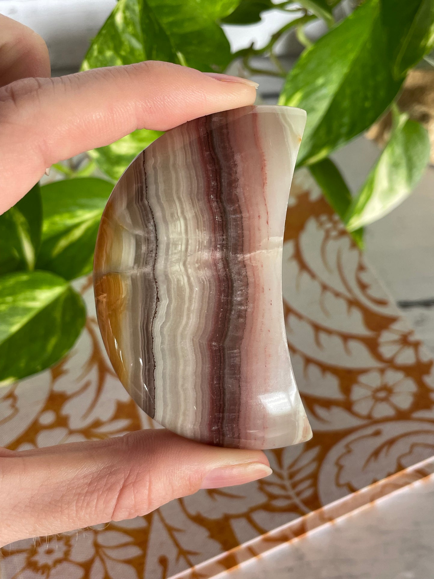 Pink Banded Onyx Moon