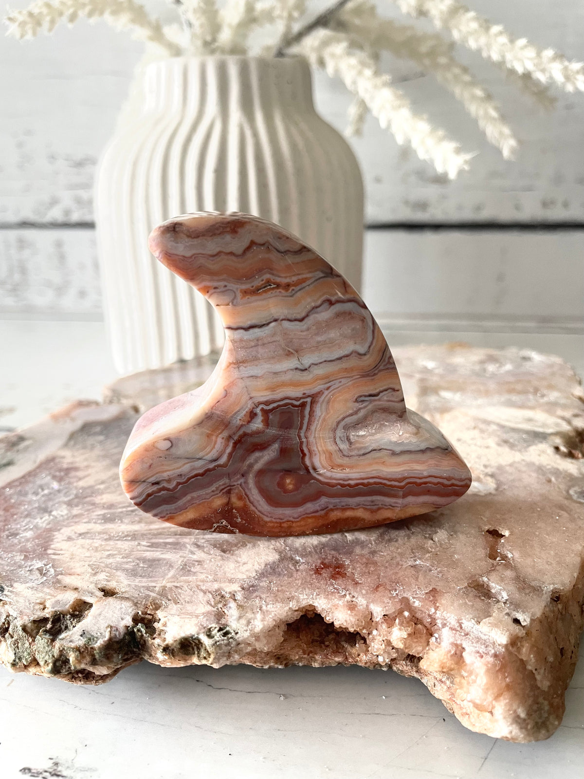 Mexican Pink Crazy Lace Agate Witch Hat