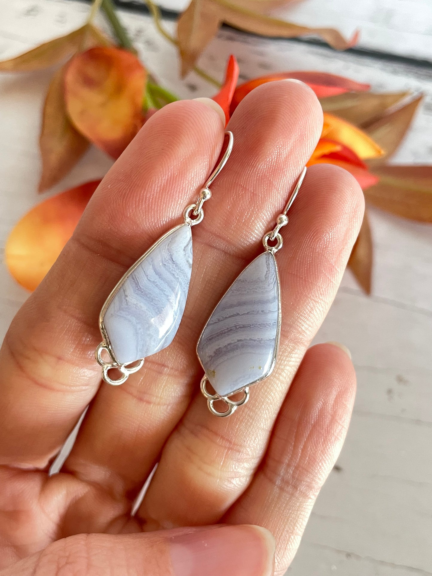 Blue Lace Agate Dangles