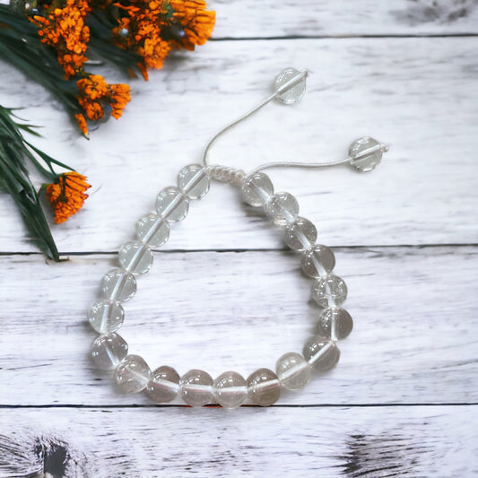 Adjustable Macrame Bracelet ~ Clear Quartz