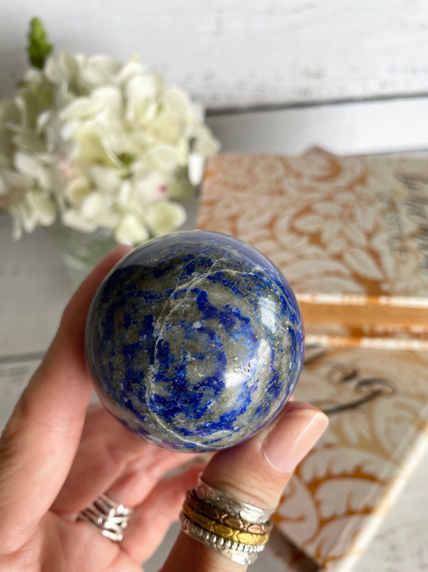 Lapis Lazuli Sphere includes wooden holder