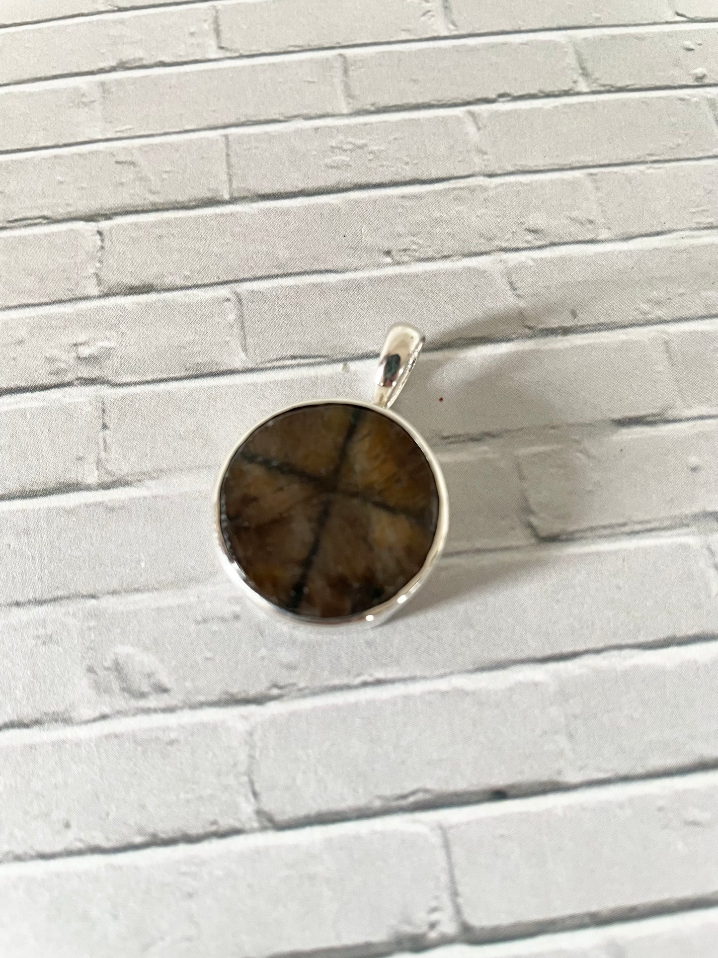 Chiastolite Silver Pendant