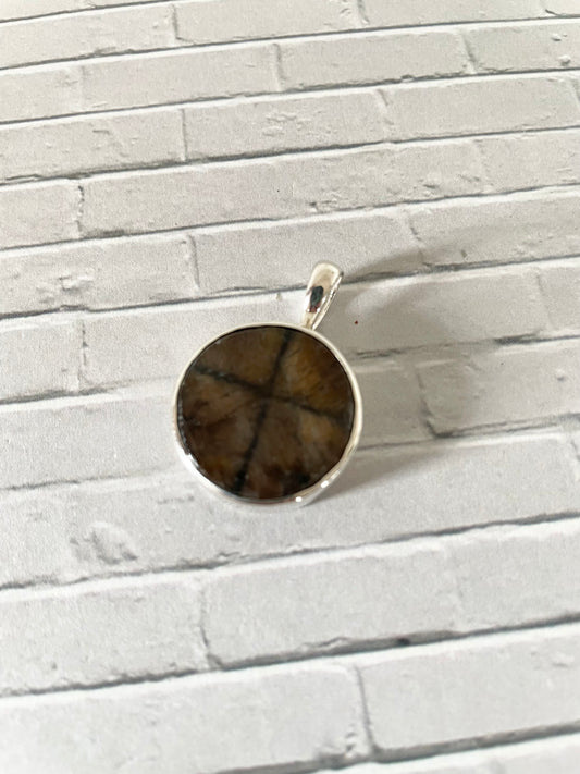 Chiastolite Silver Pendant