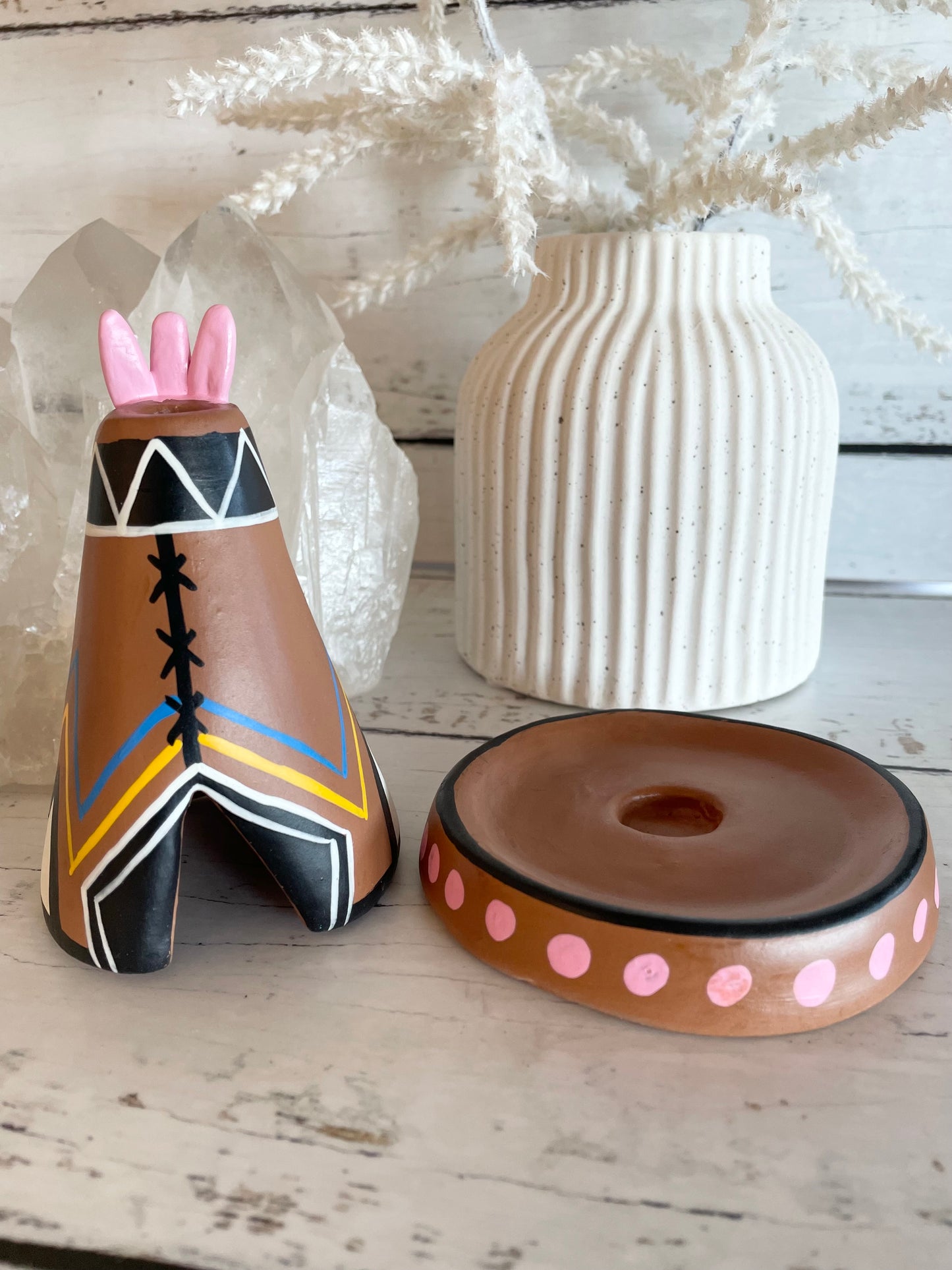 Handmade Clay Incense/Cone Burner ~ Teepee Earth Spirit