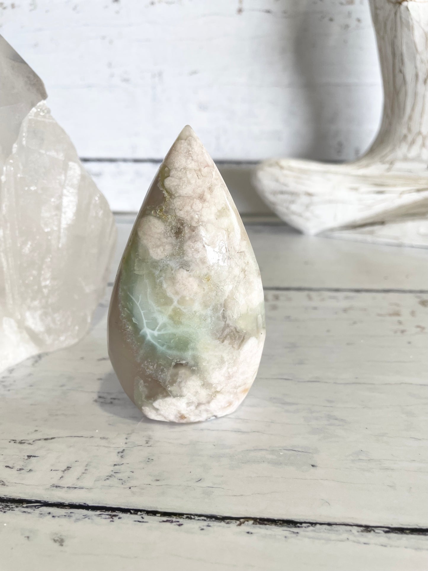 Green Flower Agate Dome