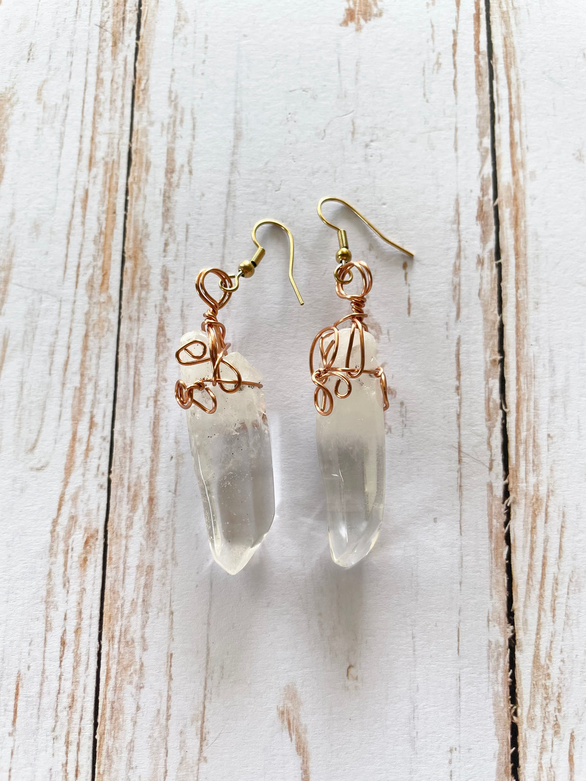 Clear Quartz Wire Wrapped Earrings