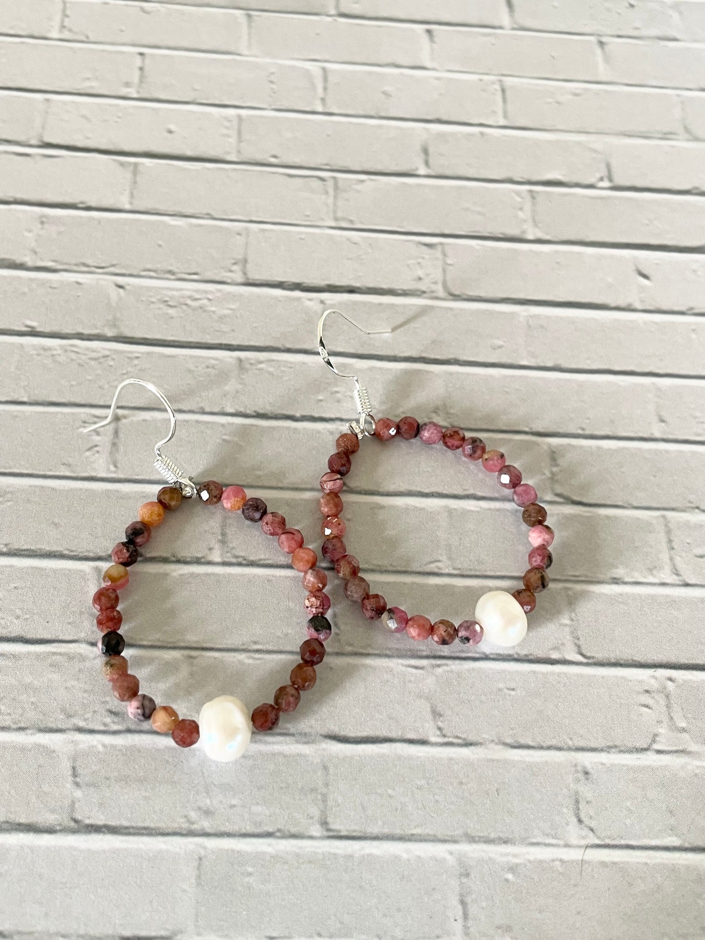 Rhodonite \Pearl Earrings