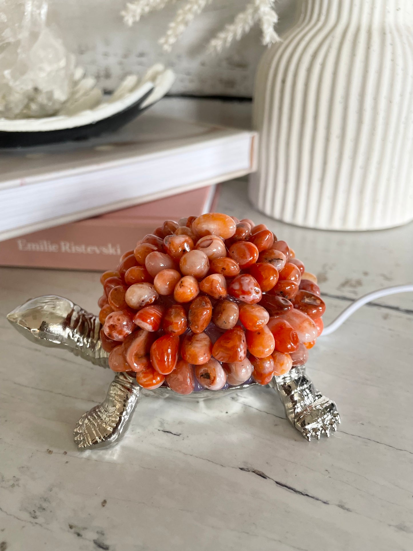 Tortoise Led Lamp - Red Carnelian