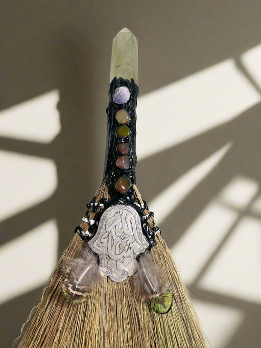 Crystal Feather Besom ~ Citrine