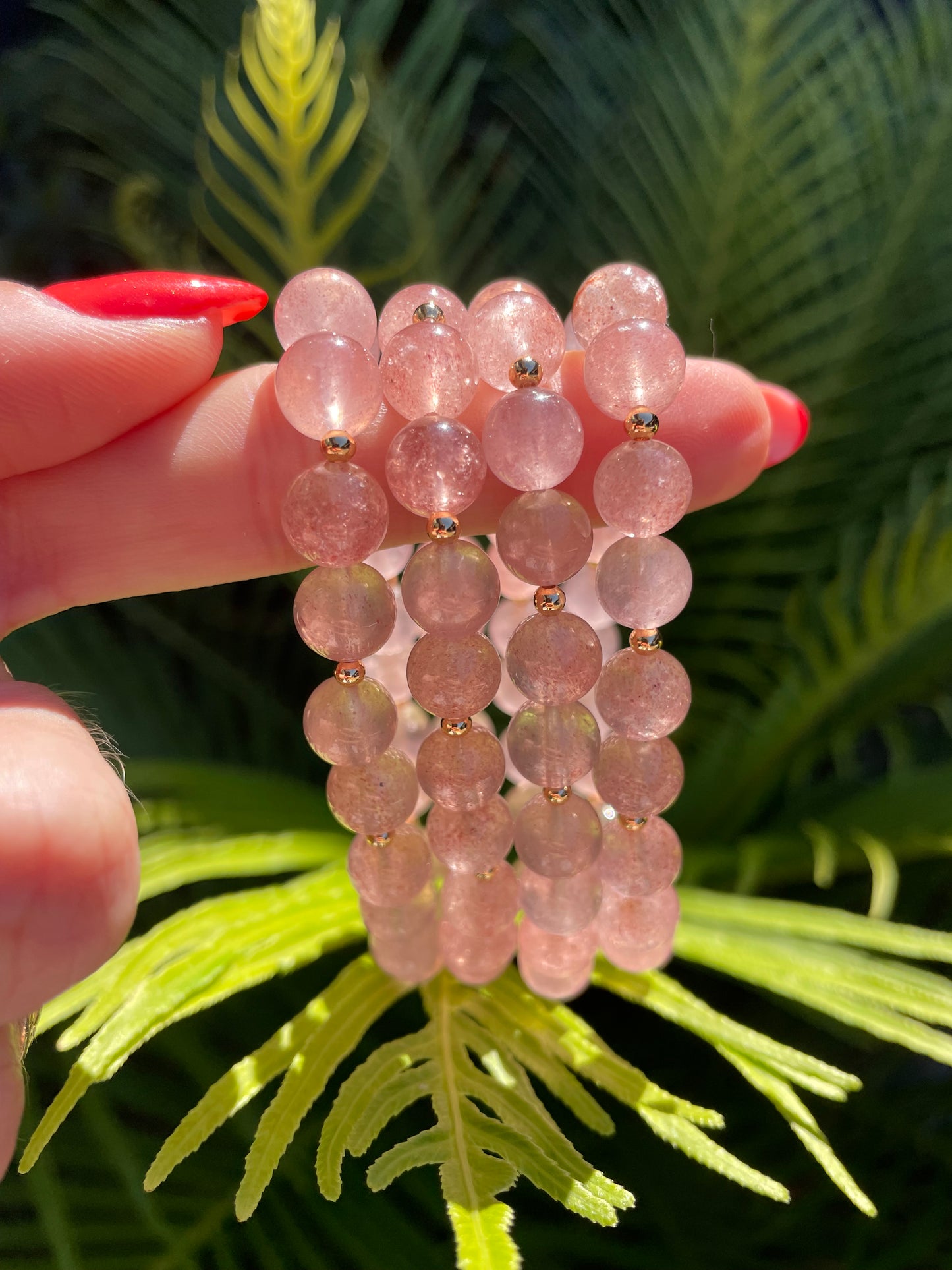 Strawberry Quartz/Gold Healing Bracelet
