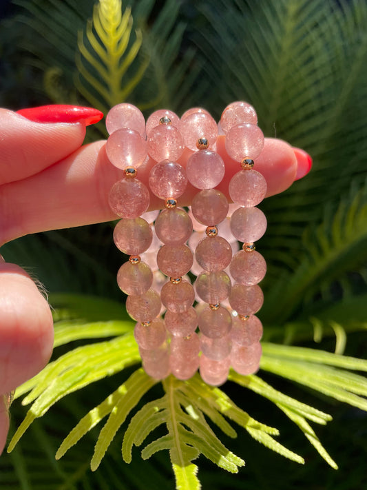 Strawberry Quartz/Gold Healing Bracelet