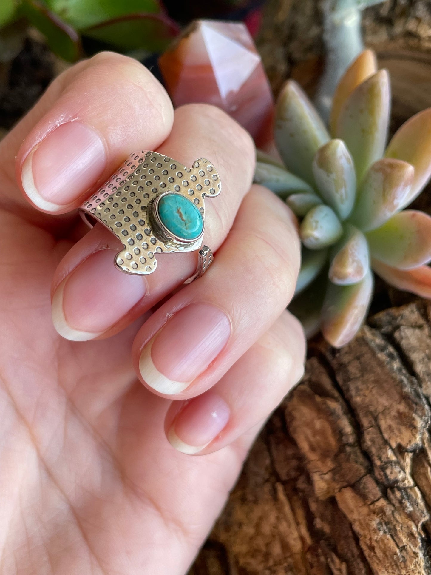 Blue Mojave Turquoise Silver Adjustable Ring