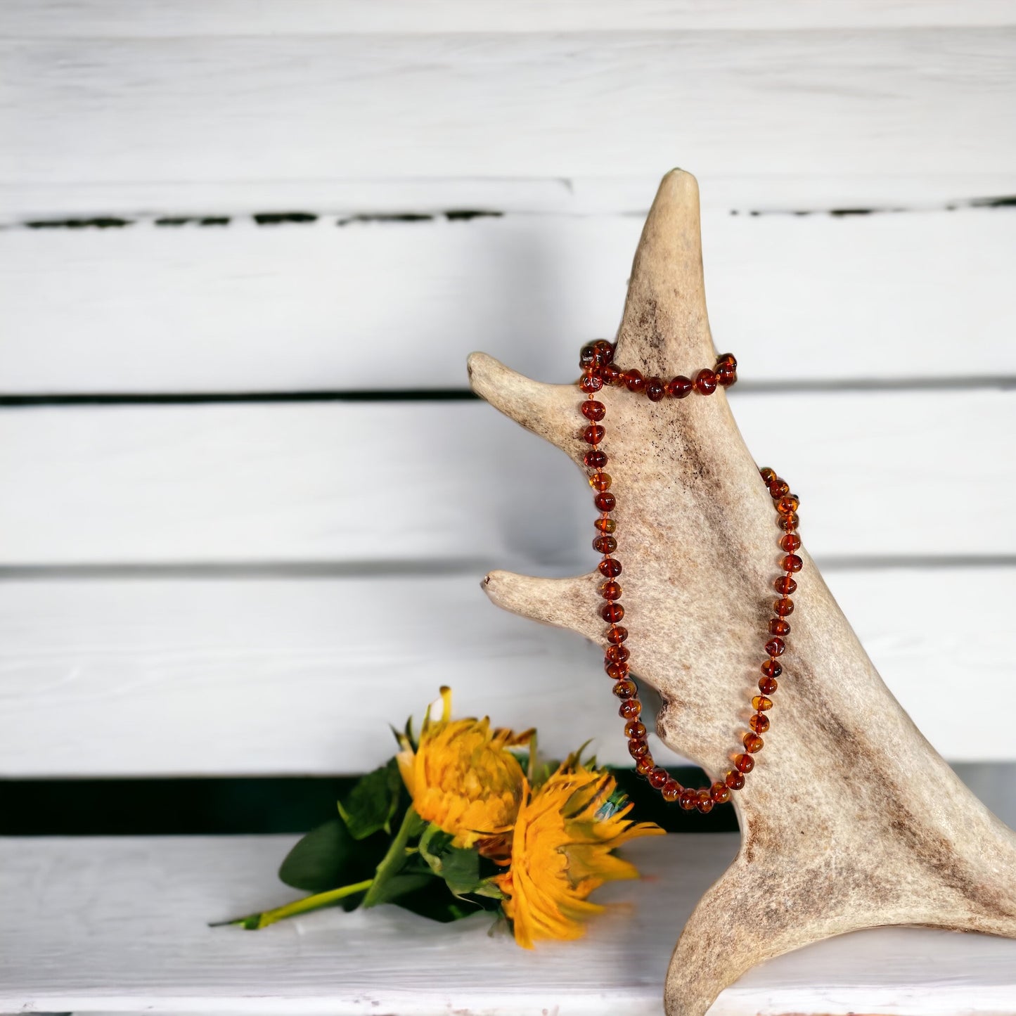 Amber Beaded Necklace ~ Honey-tone Colour