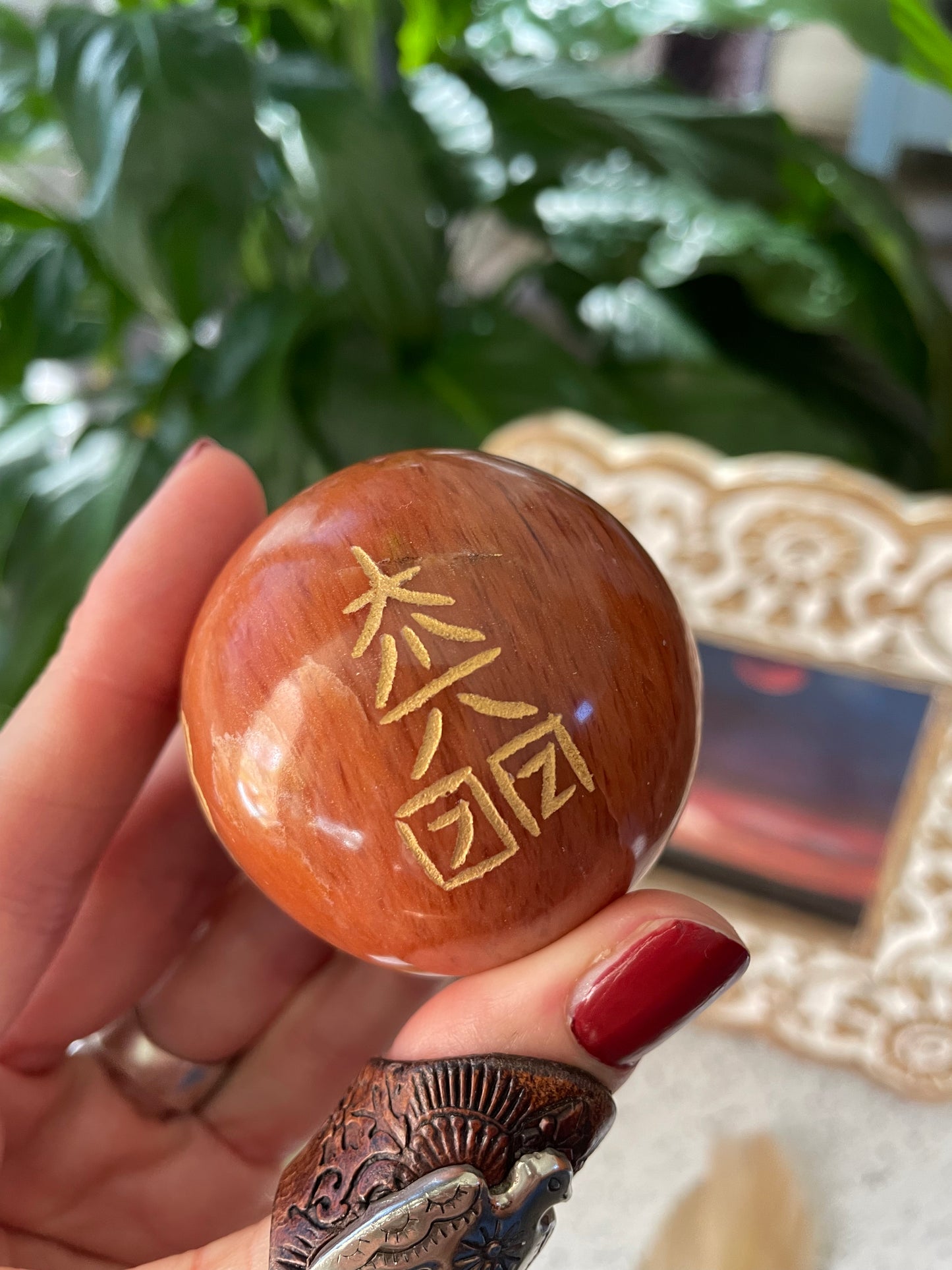 Red Jasper Reiki Sphere Includes Wooden Holder