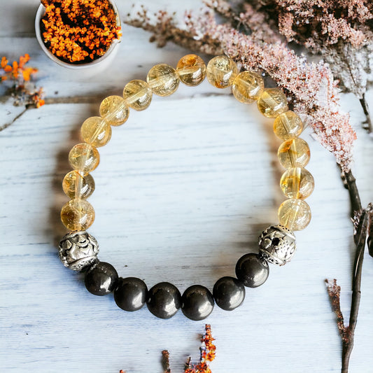 Shungite & Citrine Healing Bracelet ~ ABUNDANCE