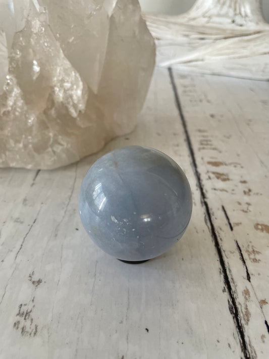 Angelite Sphere Includes Wooden Holder