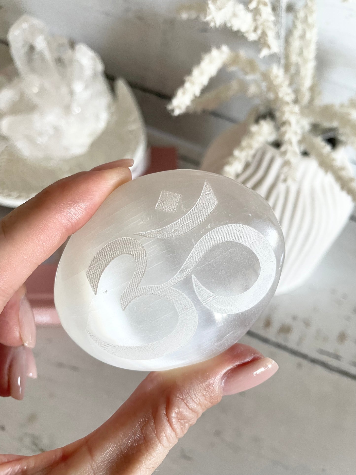 Selenite Palm Stone