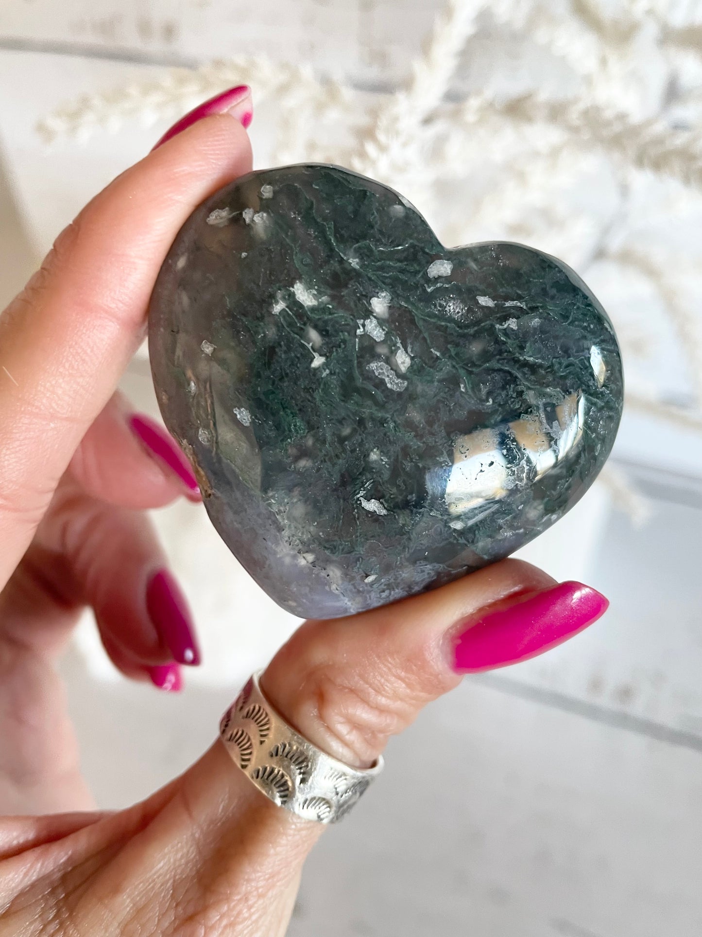 Moss Agate Heart