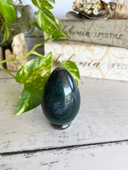 Bloodstone Egg Includes Hematite Ring