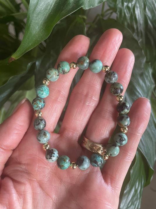 African Turquoise/Gold healing bracelet