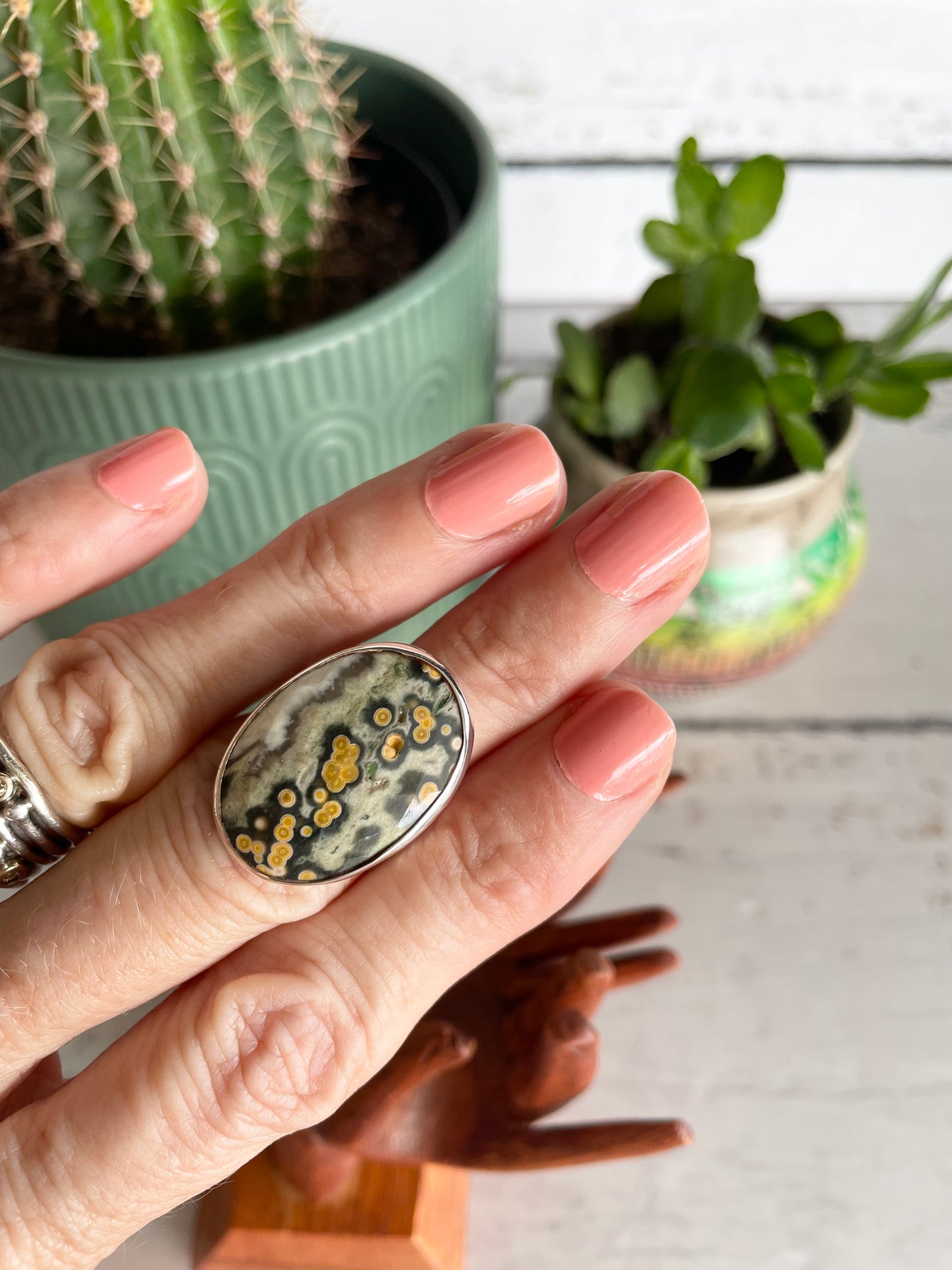 SweetGrass Studio ~ Faceted Ocean Jasper Ring