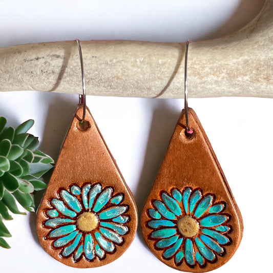 Leather Earrings ~ Woodstock