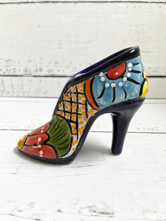 Mexican Talavera Pottery Planter ~ High Heel