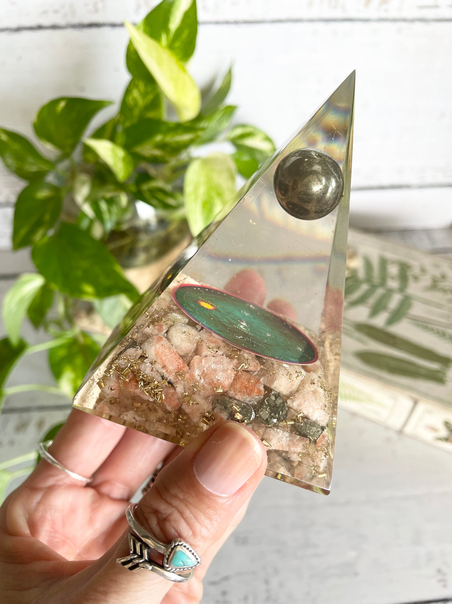 Pyramid ~ Sunstone Orgone with Pyrite