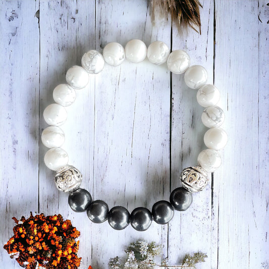 Shungite & White Howlite Healing Bracelet ~ ZEN