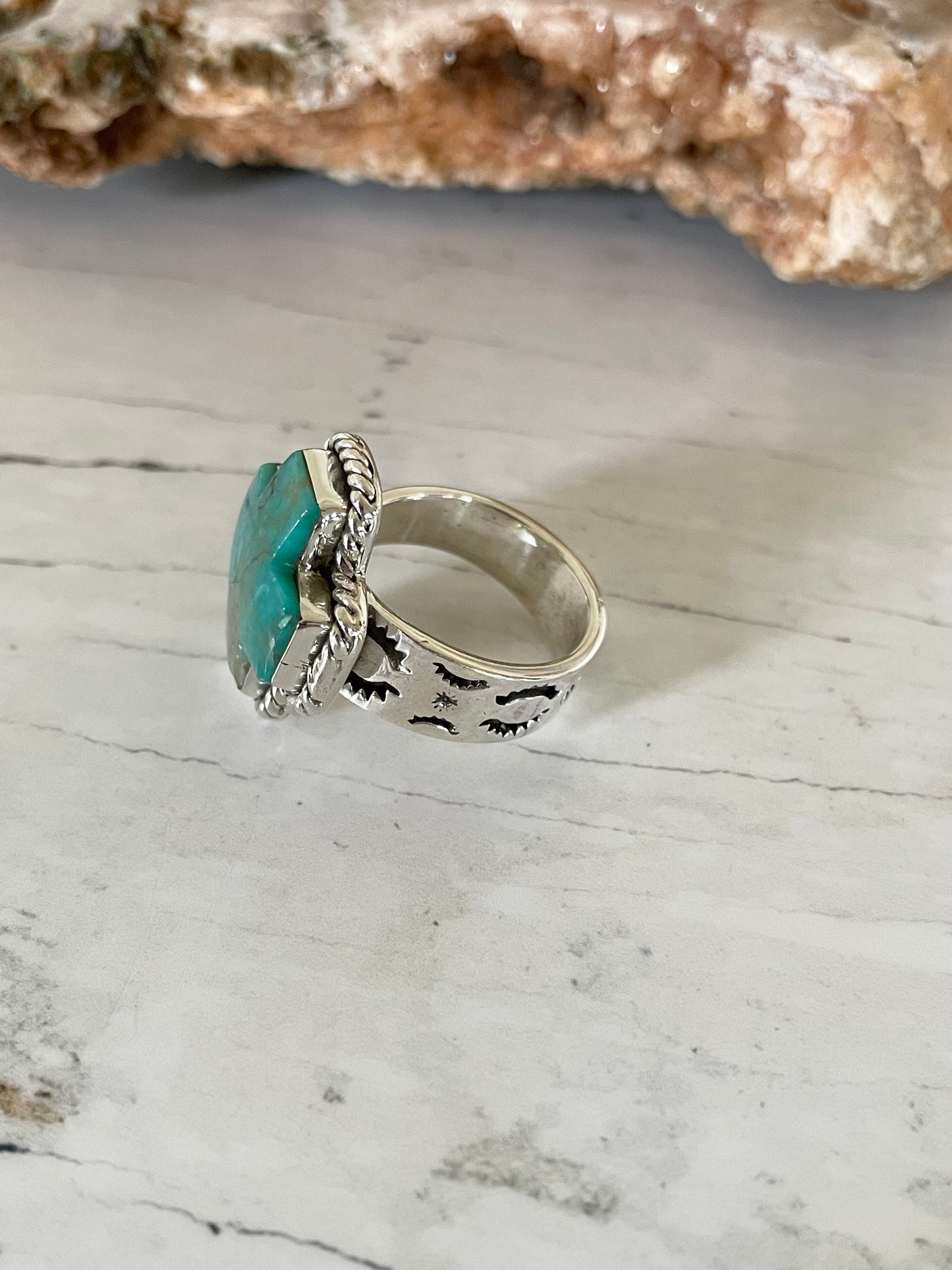 Kingman Turquoise Ring ~ adjustable size 6.5-8.5